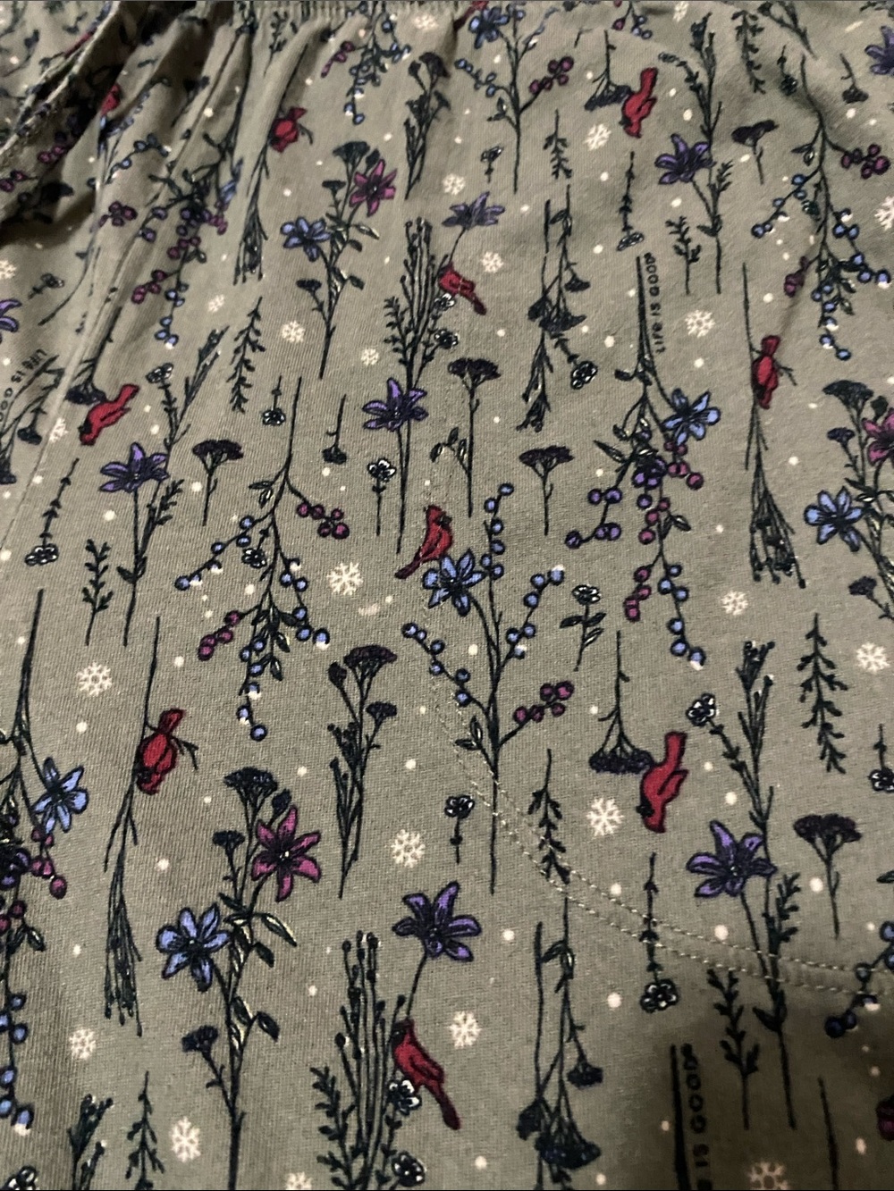 Life is good Womens size medium pajama lounge pants cardinals and flowers NWOT - Picture 4 of 16